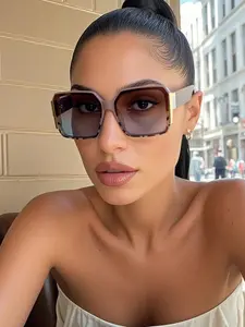 Fashionable Large Frame Outdoor Decorative Sunglasses for Women, Windproof Uv400 Protection, Driving Party Holiday Gift