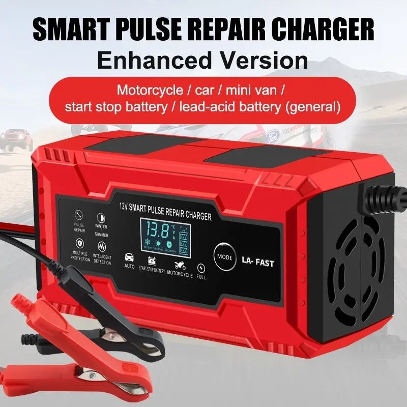 Us Plug 12V Charger, Car Battery Charger, Motorcycle Battery Charger, Automotive Pulse Repair Battery Charger, Efficient Power Solution