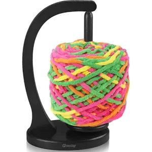 Wooden Yarn Holder for Crocheting, Upgrade Larger Size & , Rotating Pendulum Yarn Ball Dispenser Stand, Yarn Spinner as Surprise  for Knitting Lovers (Black)