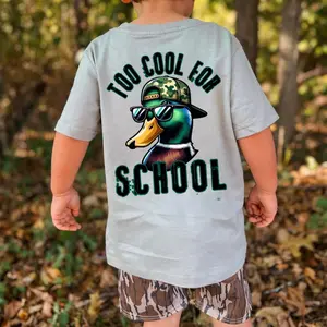 Youth and Adult Too Cool For School (Duck) Boy's Short Sleeve Shirt, back to school shirt, Youth Casual Wear, Gift For Son And Daughter, youth swear, Toddler graphic tees, family matching shirt, holiday shirt, youth clothing