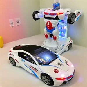 Automatic Deformation Robot Car Toy with Lights Music Obstacle Avoidance Transforming Feature Unisex Design Birthday Gift for Boys Men