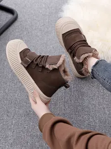 Women's Winter New Fleece Lined Warm Cotton Shoes, Versatile Student Casual Trendy Shoes, Thick Sole Height Increasing Sports Leisure Shoes, Casual Trainers
