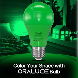 Green LED Light Bulb Indoor Outdoor, A19 Colored Bulb, Colorful E26 Lamp Bulb 60W Equivalent Non-Dimmable, for Bedroom, Lamps, Patio, Halloween, Christmas, Party, Holiday, 6 Pack