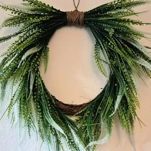 Elegant Cascading Sawgrass Wreath - Handmade Green Wreath for All Year Round Use