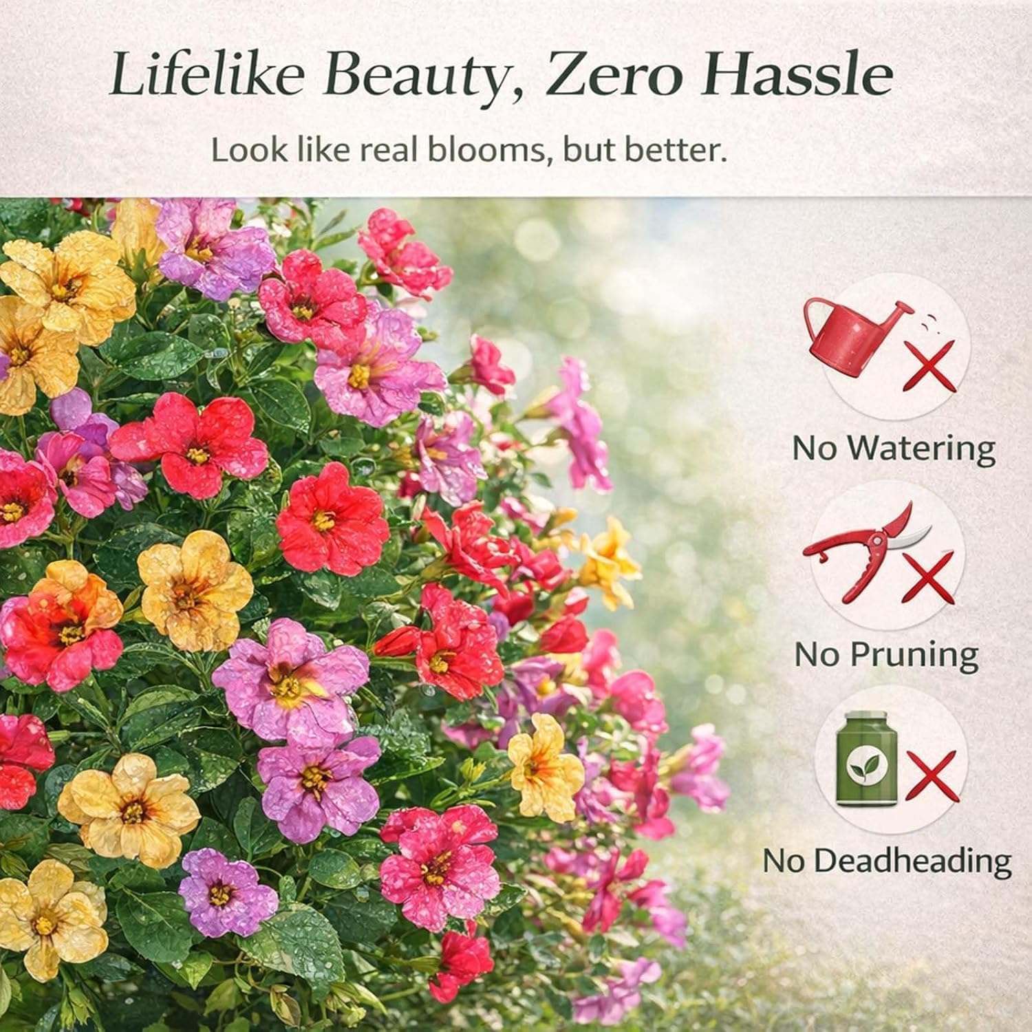 Outdoor/Indoor UV-Resistant & Waterproof Artificial Flower Decor — Artificial Flower Bouquets with Ground Stakes, Ideal for Porches, Patios, Gardens, and Home Courtyards — Realistic Faux Plastic Flowers with Ground Inserts