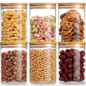 Glass Storage Jars With Lid  27 Oz Airtight Food Jar Labels Clear Kitchen Canisters For Candy Cookie Rice Coffee Beans Snacks Spices