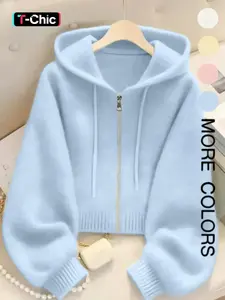 Women's Long Sleeve Loose Knit Cardigan with Zipper, Soft Comfortable Unique Design, Stylish Knitwear Top for Autumn & Winter, Womenswear