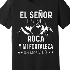 Spanish Christian T-Shirt Scripture, Spanish Christian Premium T-Shirt 589799 Fun Men'S Short Sleeve Pattern T-Shirt Collection, Black TT2 Crewneck Cotton Menswear Top