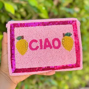 Ciao Lemon Beaded Large Pouch