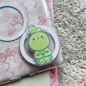 Daydreaming Phone Grip, Smiski Kindle Grip, Kawaii Griptok, Cute Gift For Her magnetic mount accessories Foldable Wireless pop socket