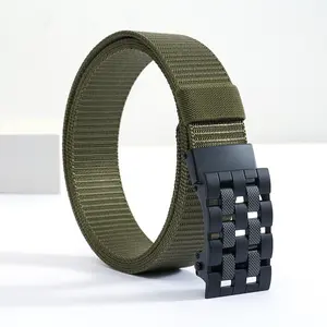 Men's Tactical Nylon Webbing Belt, Casual Outdoor Canvas Belt, Adjustable Quick Release Buckle for Daily & Work