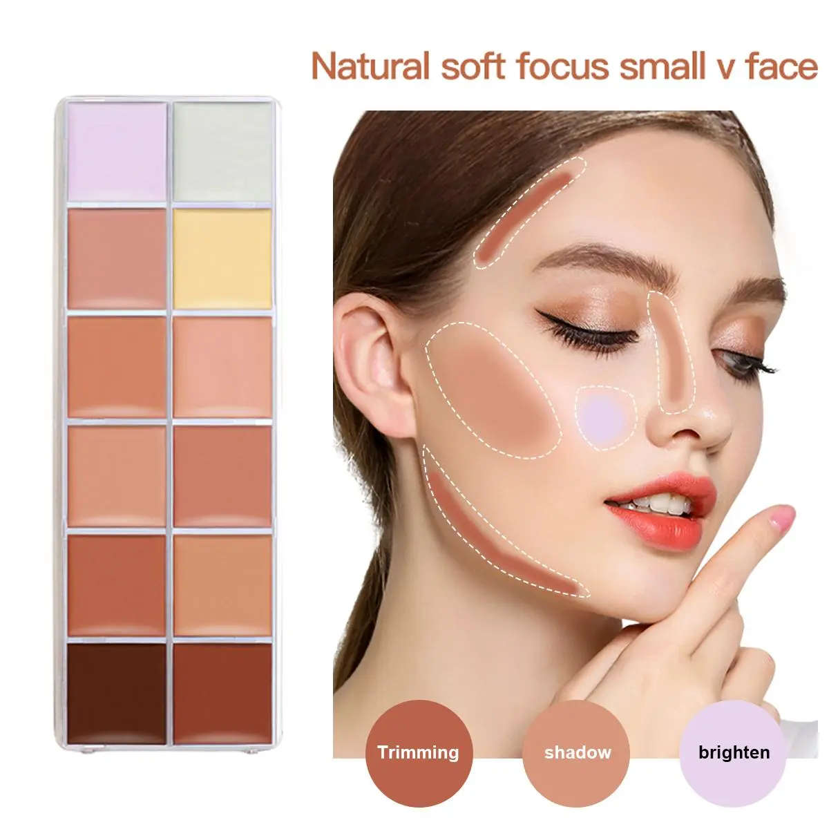 Concealer & Contour Palette –Creamy Full Coverage Makeup Kit, Color Correcting for Dark Circles & Blemishes, Highlight & Contour