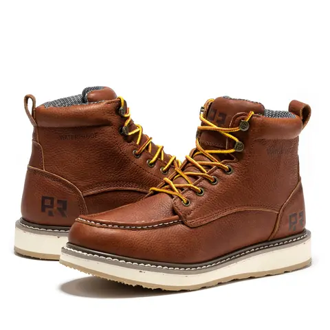 ROCKROOSTER Waterproof Moc Toe Work Boots for Men - Soft Breathable Material & Electrical Shock Protection - ASTM F2892-18 EH Rated Footwear Boy - Walking Shoes - Closed SAP3602