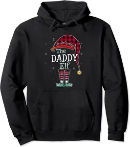 The Daddy Elf Christmas Red Buffalo Plaid Pajama Pullover Hoodie - Phoebeumba Shop 51B09L6BTLVH