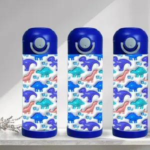 3D Dinosaurs 12 oz kid Tumbler - BPA Free, stainless steel, Leak proof, durable, with clear lid