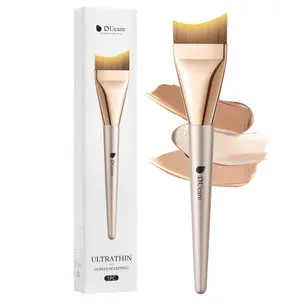Lightweight Contoured Foundation Brush for Seamless Finish, Ultra-Thin & Flawless Application, Perfect for Liquid & Cream Formulas, Reaching Every Contour, Effortless, Streak-Free Makeup Every Time.