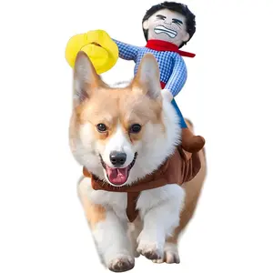 Cowboy Rider Dog Costume Knight Style with Doll and Hat for Halloween Day Pet Costume (M)