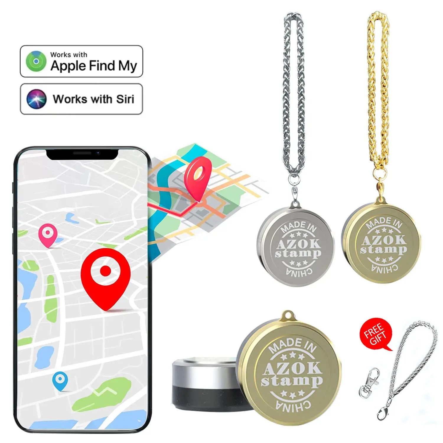 Smart GPS Tracker, Mini Locator, Anti Lost Reminder Device, Durable GPS Smart Device for Wallets, Phones, Glasses, Pets with Chains and Key Fobs