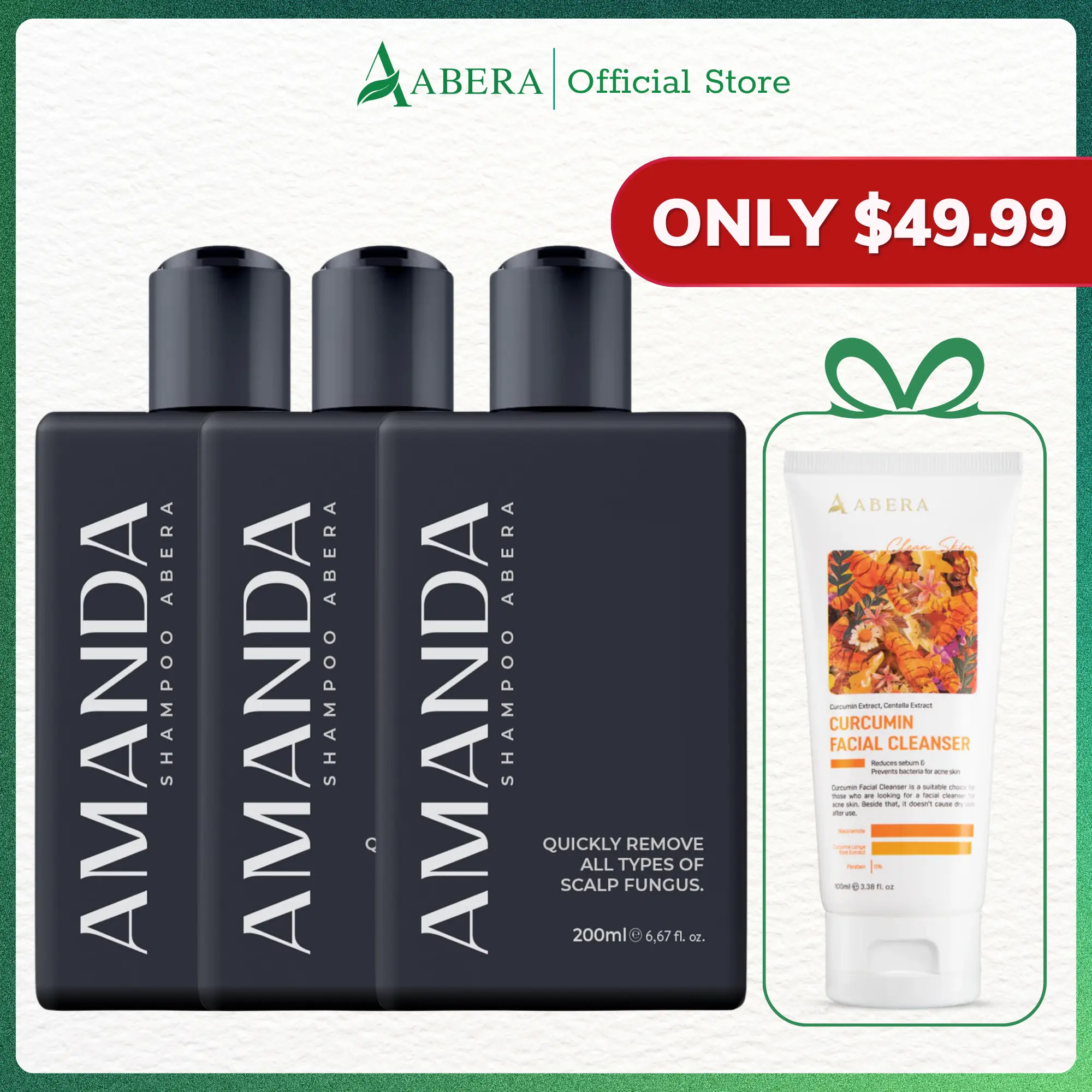 ABERA Amanda Shampoo - Combo 3 Boxes - Clean Scalp, Reduce Dandruff and Itchy, Stronger Hair & Healthier Scalp - 6.67 fl oz Conditioner Haircare