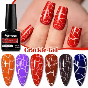 Mtssii 6pcs Crackle Gel Nail Polish, Soak-Off Semi-Permanent Nail Art Gel Varnish, Dries in the Air, No Lamp Needed, Flammable Liquid
