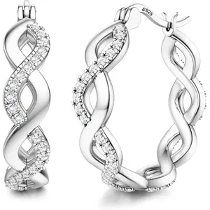 Fansilver 925 Sterling Silver Hoops Earrings for Women Silver Gold Earrings Hoop Hypoallergenic Cubic Zirconia Sterling Silver Earrings Lightweight Small Gold Hoops for Women Girls Summervibes