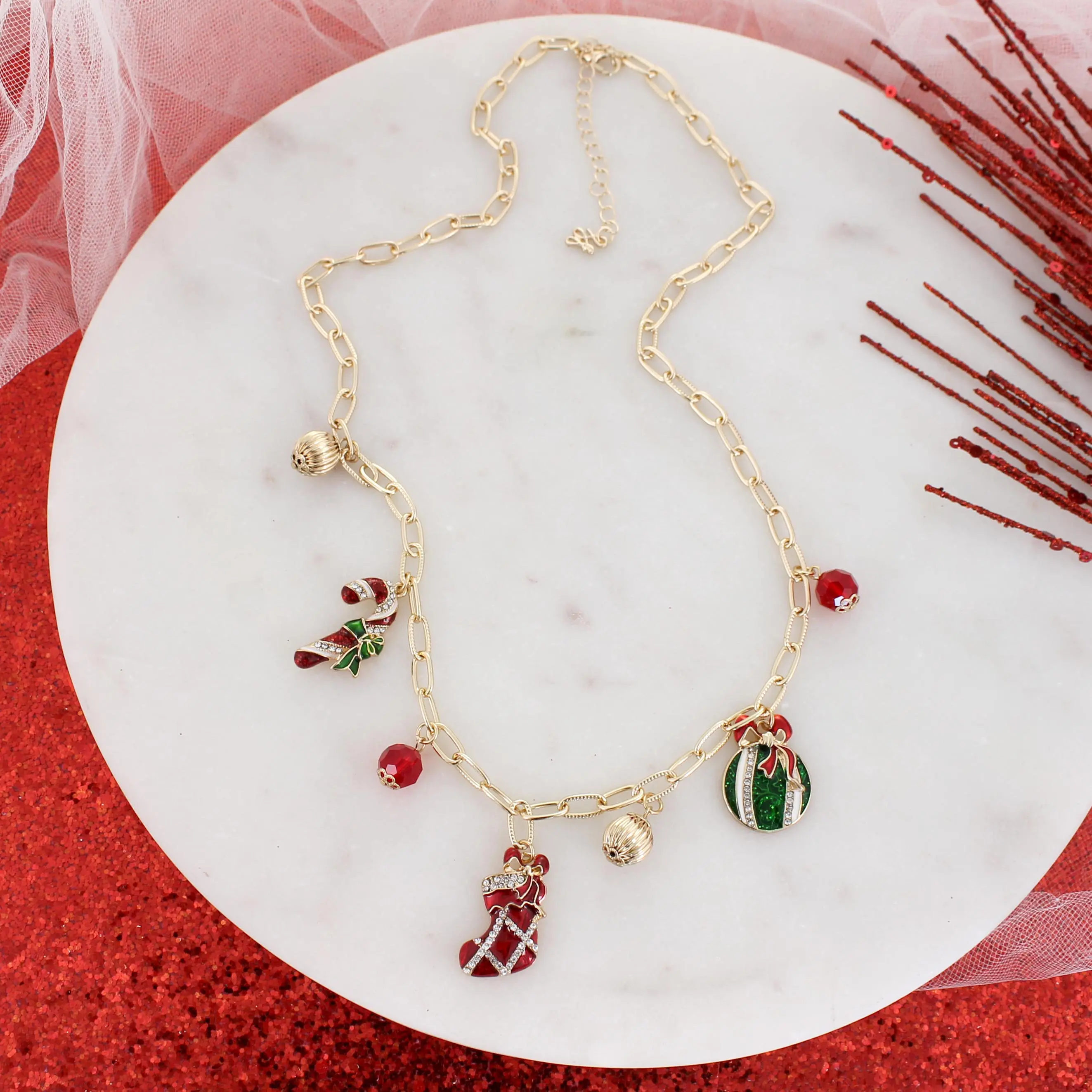 Vintage Christmas Charm Necklace