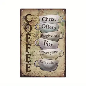 Vintage Coffee Metal Tin Sign - The perfect wall art decoration for a family living room cafe