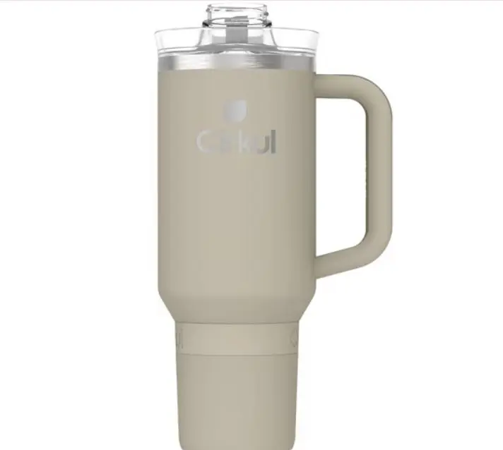 Cirkul 40oz All-Day StrawSip Double-Wall Insulated Stainless Steel Tumbler with Handle, Ranger (Green Brown)