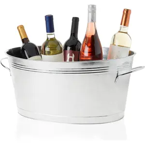 True Ice Buckets for Parties 6.3 Gallons (23.8 Liters), Large Galvanized Tubs for Drinks, Large Beverage Tubs for Parties, Galvanized Bucket, Set of 1 True