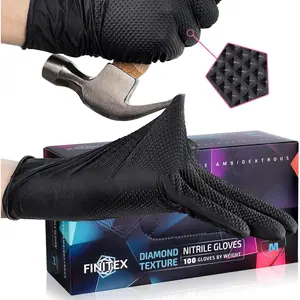 Industrial Texture Nitrile Black Glove - 100/1000PCS Chemical Resistant 6.3mil Mechanic Disposable Gloves