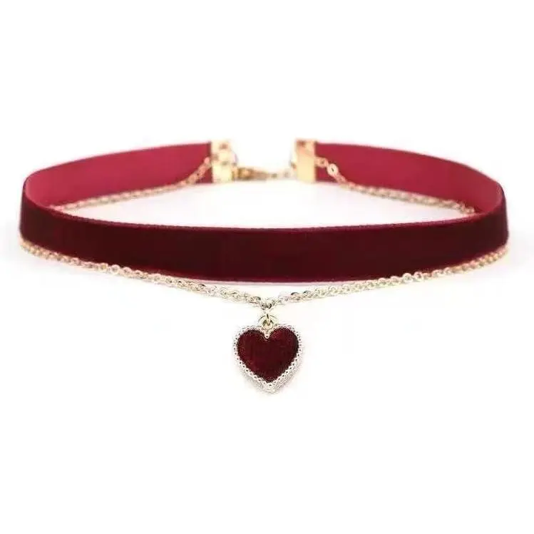 Heart Necklace Adjustable Red Choker Classic  Necklaces for Women and Girls  Chocker Necklace