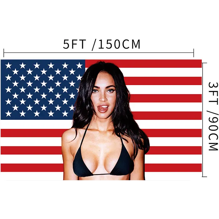 Megan Fox and K-Kardashian American 3x5Ft Flag Tapestries Wall HangingCollege Dorm Wall Decor Room Flags Wall Art Poster Home Decor forBedroom Living Room Banne
