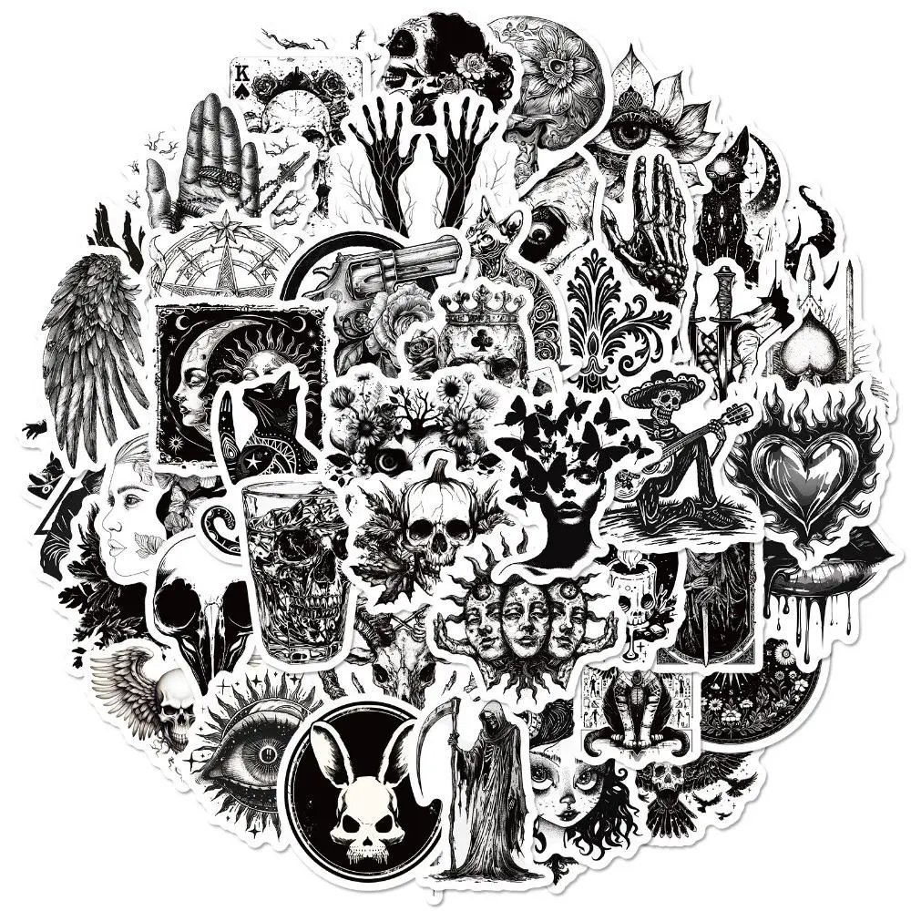 10/50pcs Gothic Stickers for Teens Boys Cool Evil Punk Skull Stickers Horror Skeleton Goth Stickers for Laptop Hand Account Pack