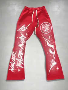 Vibrant Streetwear Flared Trousers, Sport Pants, Graffiti Print, Trendy Hip-Hop Unisex, Student Street Style, All Seasons