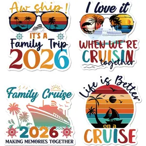 4 Pack Family Cruise Door Decoration Magnets Refrigerator Magnet Retro Family Travel 2026 Cruise Ship Fridge Magnets