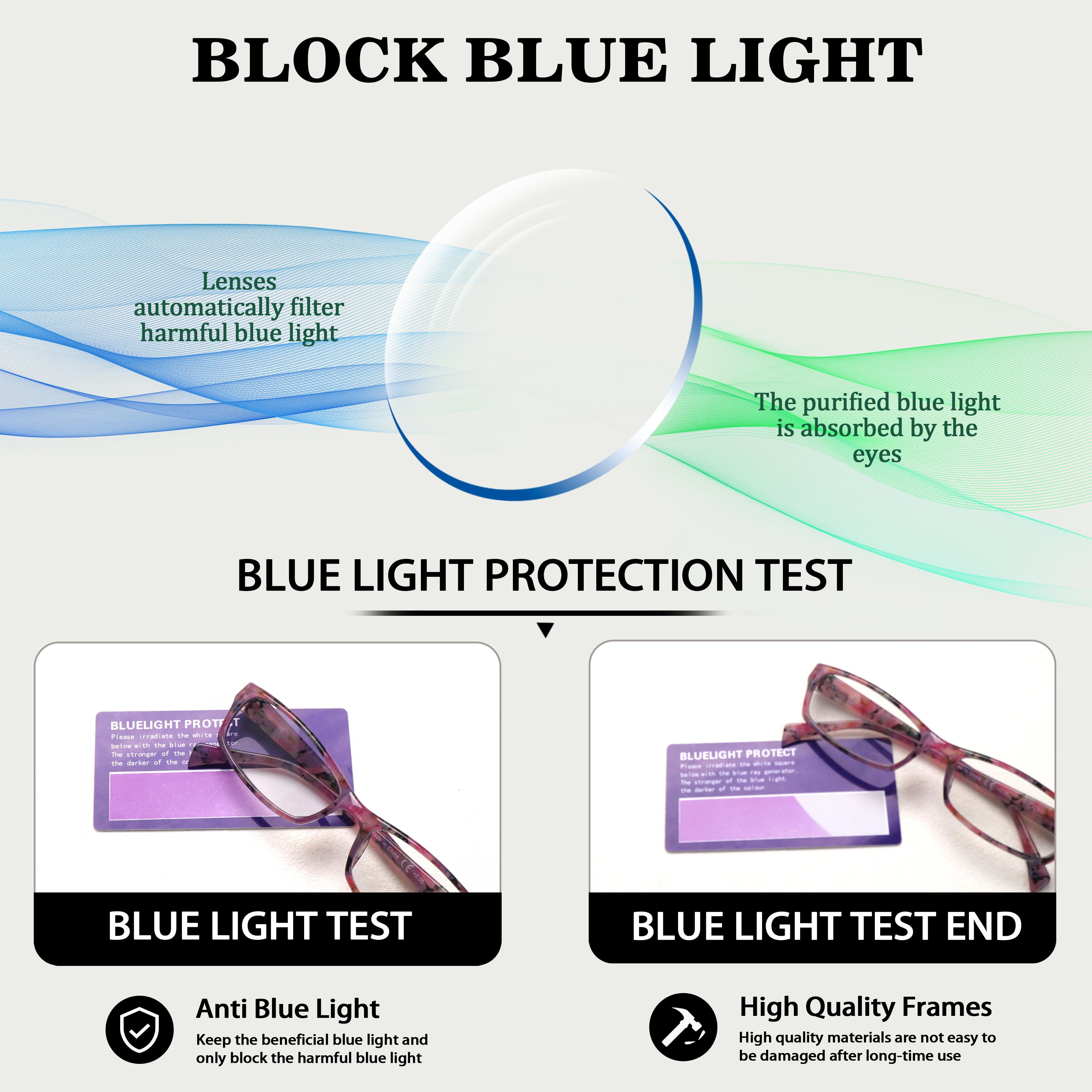 6-Piece Set Of Retro Blue Light-Blocking Reading Glasses, Rectangular Frames, Perfect For Women, Printed Design, Stylish Accessory, Spring Hinges, Durable Lenses, Exudes Charm, Ideal For Everyday Wear