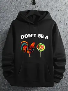 Tiktok Trendy Graphic Hoodie, Soft Warm Fleece, Casual Fit, Perfect for Home Relaxation & Daily, Fun Chicken Lollipop Print