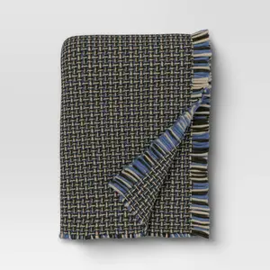Woven Throw Blanket Neutral/Green/Blue - Threshold Woven Throw Blanket Neutral/Green/Blue - Threshold
