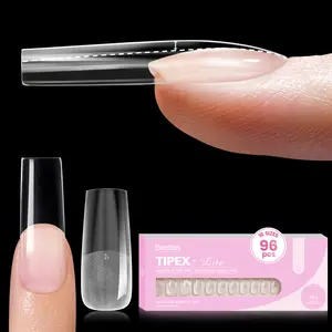 Beetles Tipex Lite Apex Nail Tips, 96/160/256/512PCS Pre-Etched Acrylic Nail Tips for Flat Nails & C-Curve Nail Beds, XS/S/M/L/XL Stiletto, Square, Almond & Coffin Nail Tips