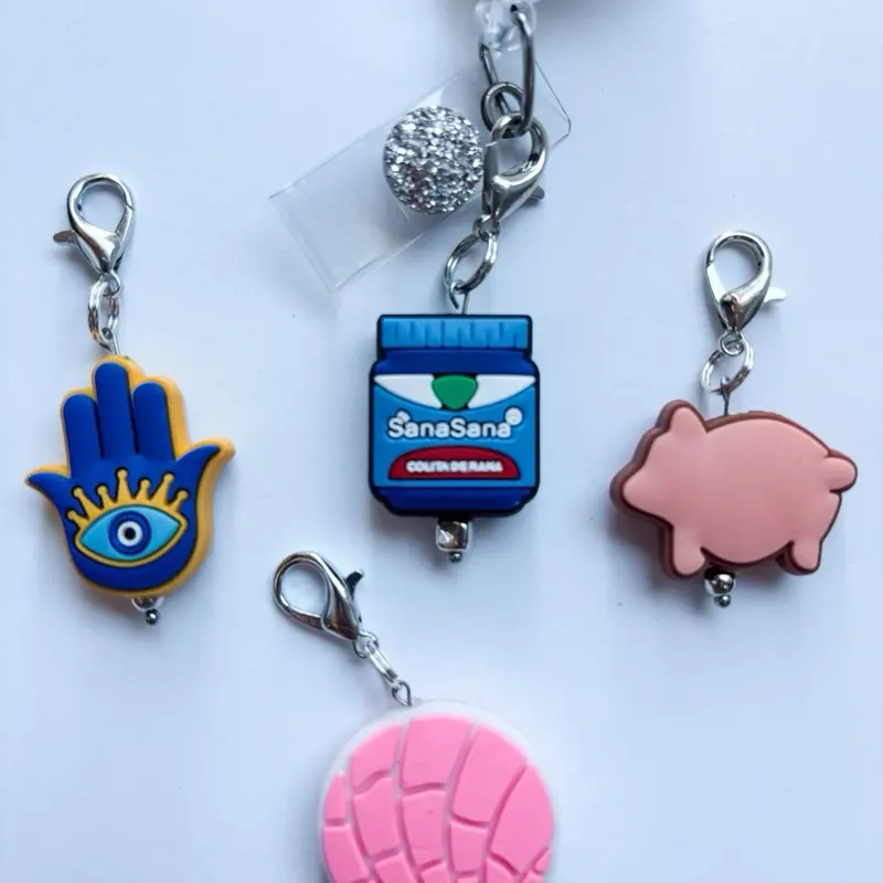 Mexican Bade Reel Charms Marranito Concha Sana Sana Ojo Evil Eye Keychain Hamsa Hand Charm