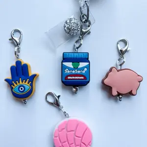 Mexican Bade Reel Charms Marranito Concha Sana Sana Ojo Evil Eye Keychain Hamsa Hand Charm