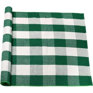 Buffalo Check Rug,Plaid Outdoor Rug,Layered Door Mat, Gingham Rugs,Floor Mat for Front Porch/Runner/Bedroom/Kitchen/Farmhouse 59"x35" Green & White