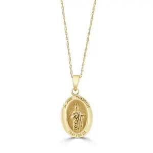 14k White or Yellow Gold Mother St. Jude Thadeus Pendant Necklace 14.5mm Tall 14k White or Yellow Gold Mother St. Jude Thadeus Pendant Necklace 14.5mm Tall