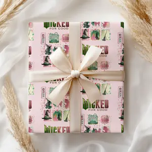 Wicked Movie Wrapping Paper, Glinda And Elphaba Gift Wrap, Broadway Musical Christmas Holiday Wrapping Gifts