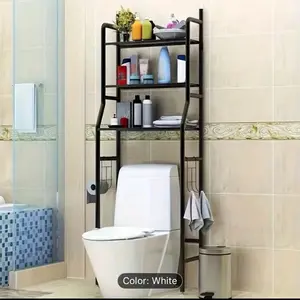 Over-The-Toilet Storage Shelf - Three-Tier Organizer for Toilet Paper, Towels, And Bathroom Supplies - Sleek And Easy Design, No Drilling Required, Includes Installation Tools, Ideal for Compact Bathrooms - A Must-Have for Home Living