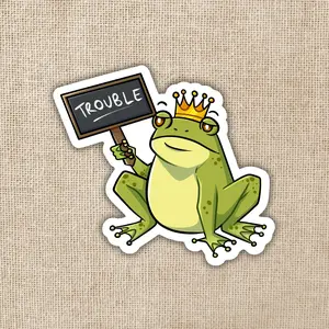 Kingsley with Trouble Sign Sticker | Assistant to the Villain