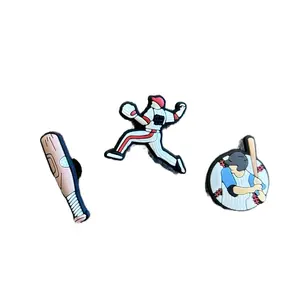 Baseball Croc Shoe Charm Set of 3. Footwear Comfort Decor