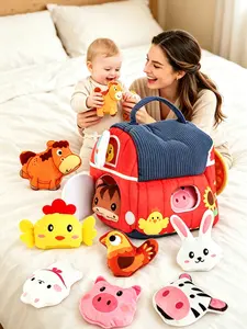 Farm Animal Soft Cloth House Toy, Infant Sensory SoundToys with Real Animal Sounds, Baby Tactile Learning    Soft Plush Educational Windmill Playhouse | Crinkle Letters & Sounds Baby Toy 6-18M
