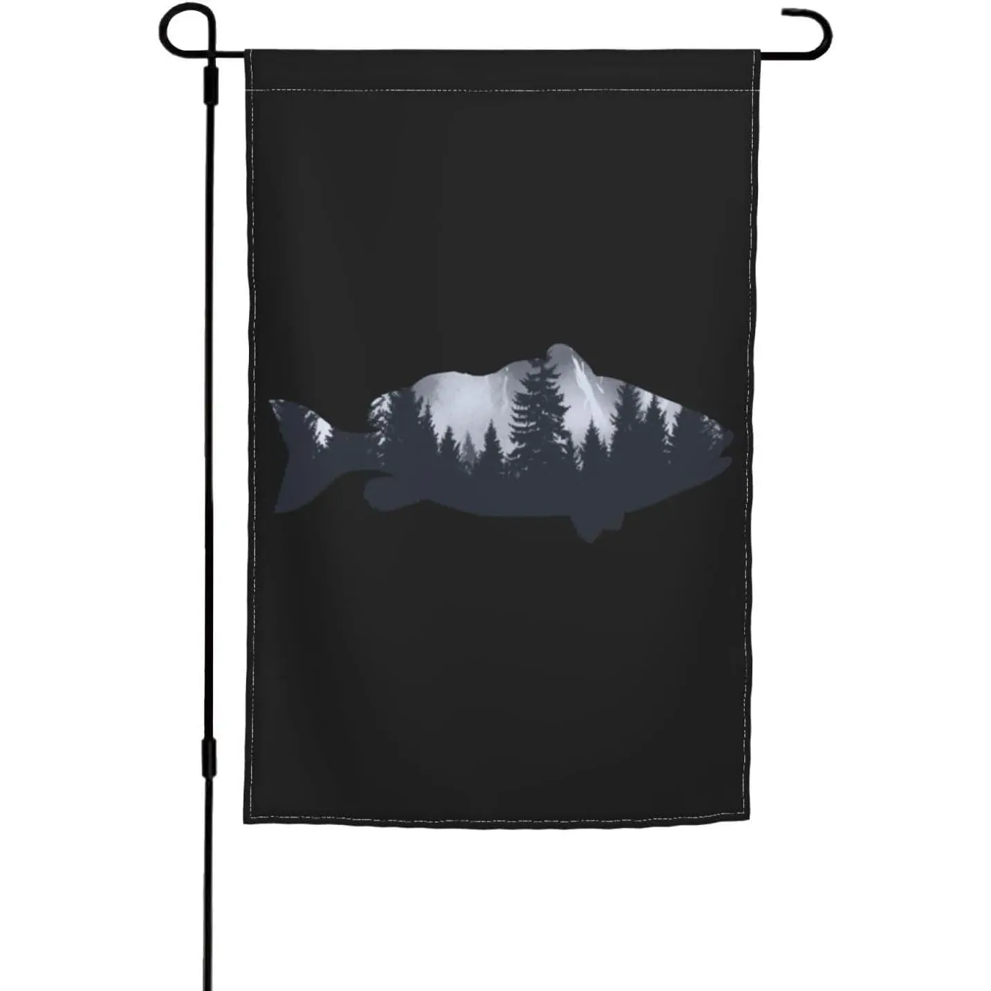 Fishing Large Mouth Bass Forest Fish Fisherman Double Sided Flag Outdoor Indoor Lightweight Garden