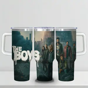 30 oz The Boys "The Seven" Series Insulated Tumbler, Ultimate Anti-Hero Travel Mug with Superhero Graphic, Comfort Handle & Straw, Perfect Gift for Sci-Fi Series Fans, Season 5 Celebration Edition